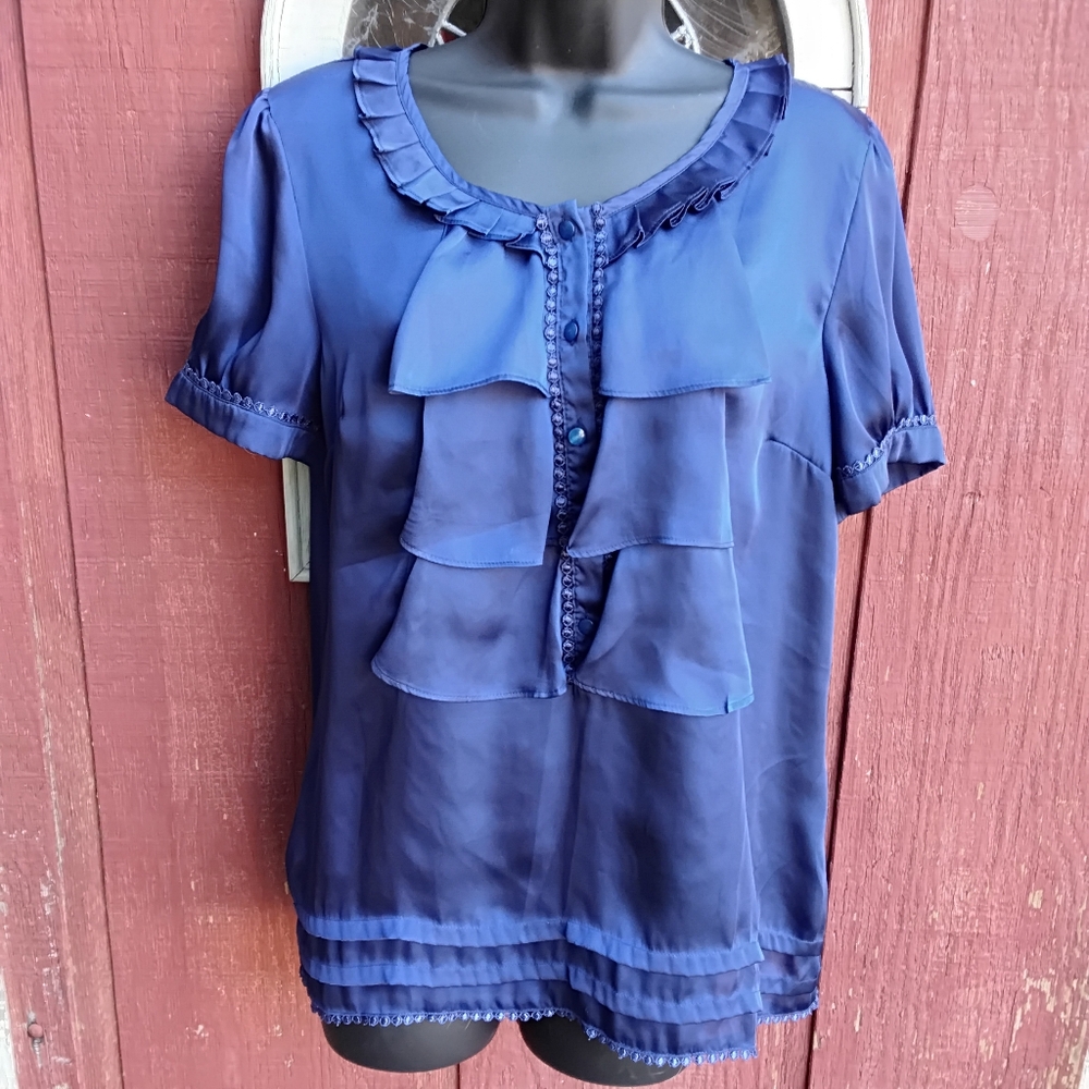 Satin Navy Blouse